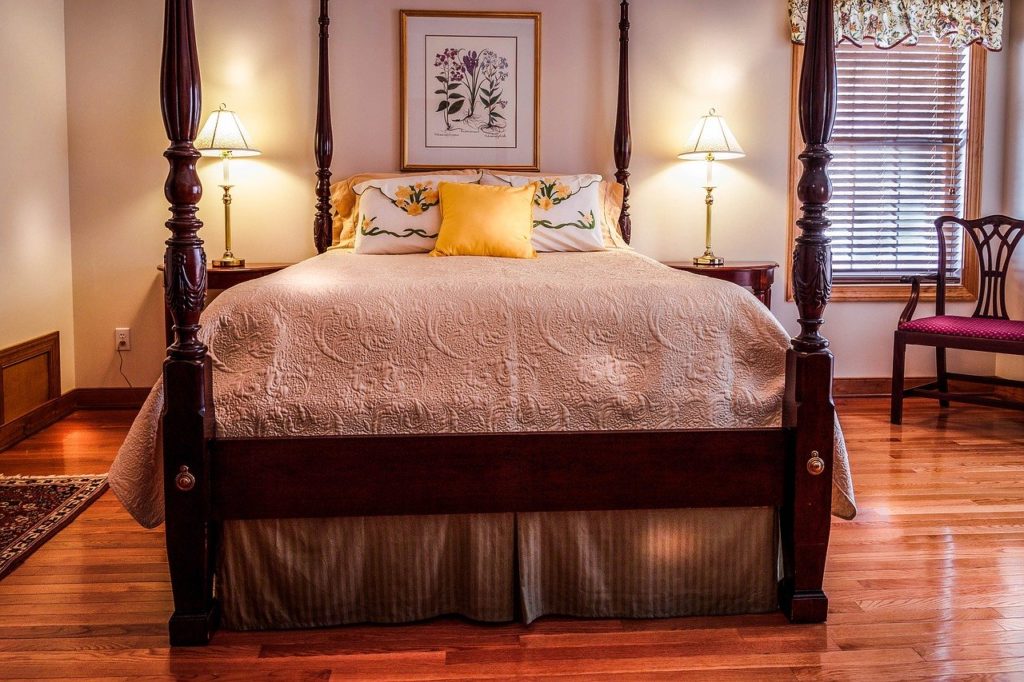 Hardwood flooring in a bedroom